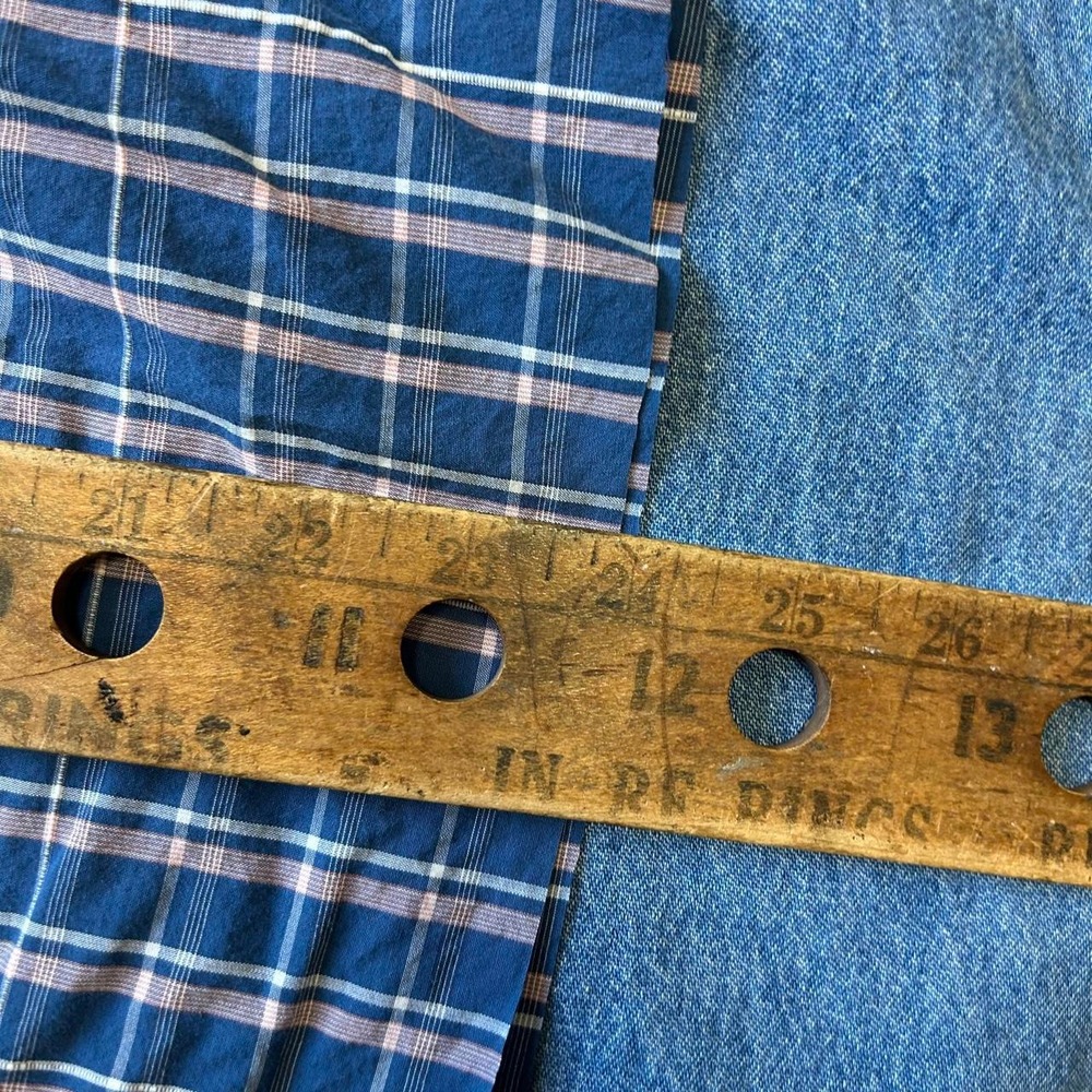 Croft & Barrow Mens Blue Checkered Cropped Short Sleeve Button Up Shirt M - Picture 6 of 6